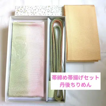 순수 실크 단고 크레이프 원단 오비 장식 천 허리띠 세트