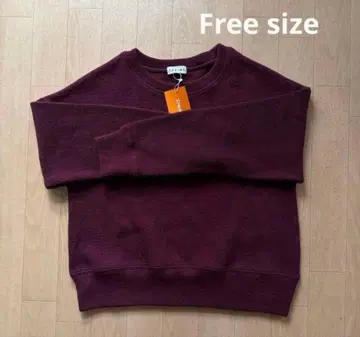 니트 리브 상의 긴팔 미사용 새상품 와인 레드 보르도 택 포함