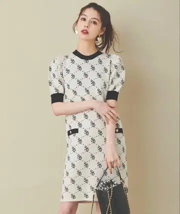 새상품 31 Sons de mode 모노그램 니트 원피스 베이지