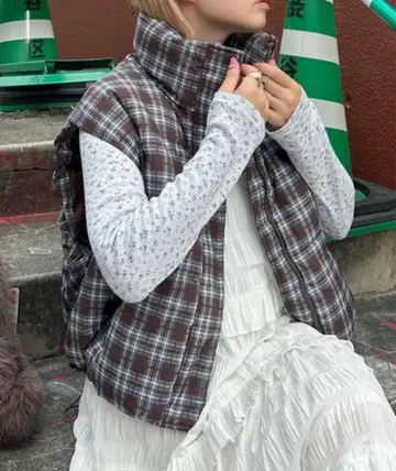 Alley Tokyo 체크 에코 다운 베스트