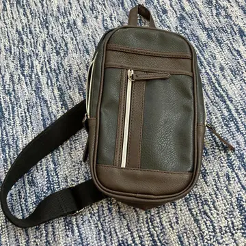 브라운 더블 지퍼 숄더백