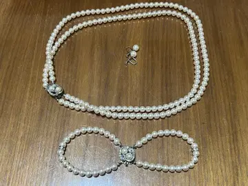 펄 목걸이 귀찌 팔찌 세트