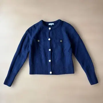 플라스테 네이비 가디건 버튼 달린 포켓