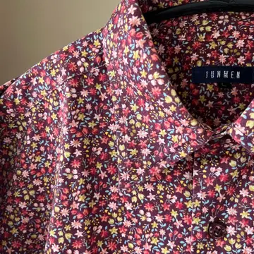 JUNMEN 꽃무늬 코튼 셔츠 적자색