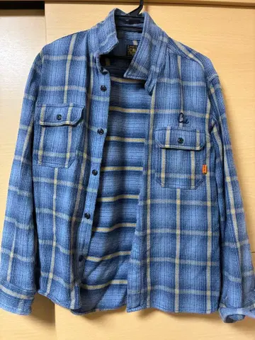 CALEE 플란넬 긴팔 셔츠 파랑 체크