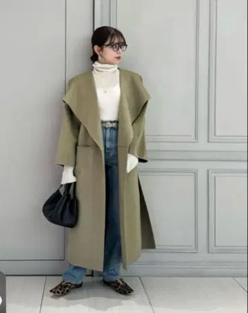 Mila Owen 롱 코트 올리브 그린