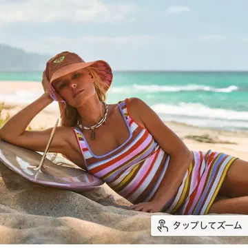 완판템 ROXY 스트라이프 슬리브리스 미니 원피스