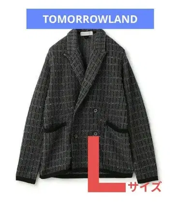 믹스 트위드 더블 브레스티드 4B 니트 자켓 블랙 L 사이즈