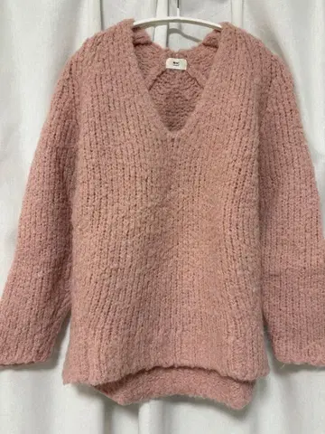 론 헤르만 알파카 울 V넥 니트 풀오버 핑크 XS