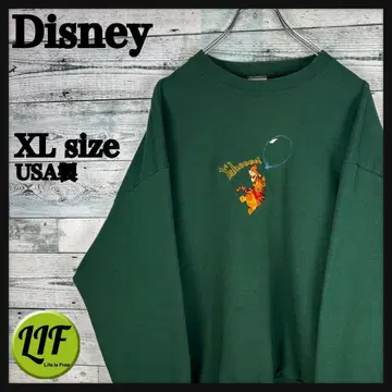 디즈니 USA제 캐릭터 자수 푸우 맨투맨 그린 5066