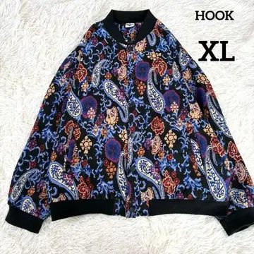 HOOK 페이즐리 고블랑 올 패턴 블루종 자켓 블랙 XL