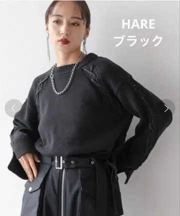 HARE 레이스업 미들 니트 블랙09