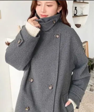 [ 미사용 새상품 ] moment+ 오버 사이즈 미들 기장 P 코트 자켓