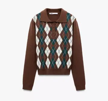 ZARA 마름모 무늬 폴로 니트 스웨터 9호~11호