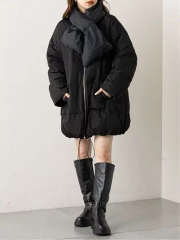 Chico 충전솜 볼륨 블루종+머플러 SET 블랙 블랙