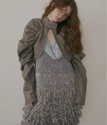 J1u by LA BELLE ETUDE 볼륨 개더 가죽 볼레로