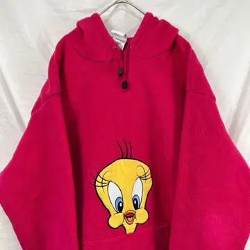 00s y2k 트위티 버드 자수 플리스 후드티