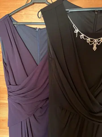 원피스 드레스 블랙 보라색 안감 있음 2장 세트 주름지지 않음 여행에도