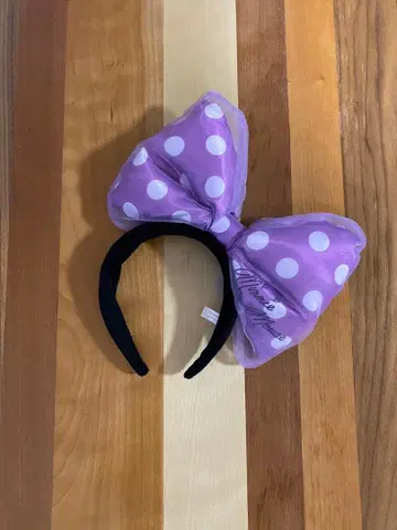 [레어] 디즈니 미니 머리띠 보라색 도트 리본