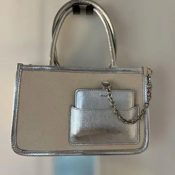 베이지 실버 토트백