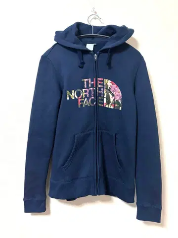 THE NORTH FACE 네이비 후드티 꽃무늬 로고 플라워 프린트