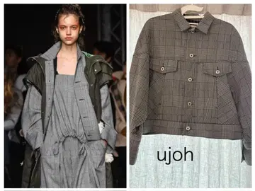 [ ujoh ] 18/19AW 글렌체크 크롭 자켓