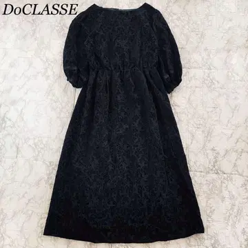 두클라쎄 원피스 꽃무늬 플로키 패턴 자카드 블랙