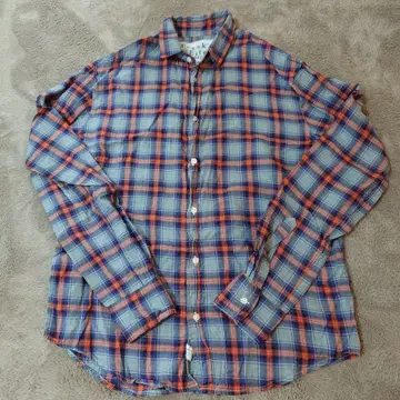 Frank & Eileen 체크 무늬 셔츠 XS 오렌지 그레이 블루