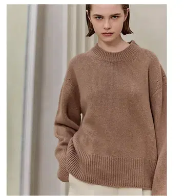 25AW YONFA 램스울 크루넥 풀오버 카멜