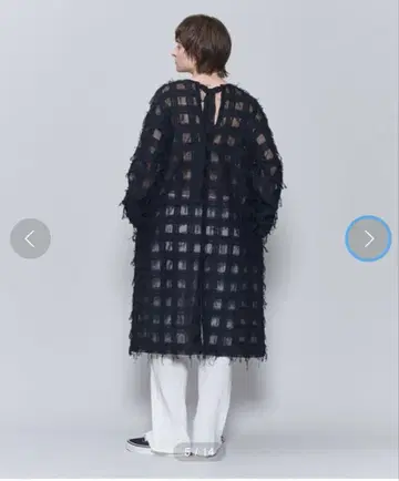 6(ROKU) 블록 메쉬 프린지 원피스