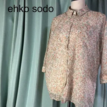 ehkbsopo 꽃무늬 긴팔 블라우스 브라운 F 루즈한 사이즈 캐주얼