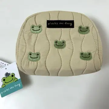 택 포함 개구리 피클스 자수 퀼팅 파우치 화장품 파우치 캐릭터