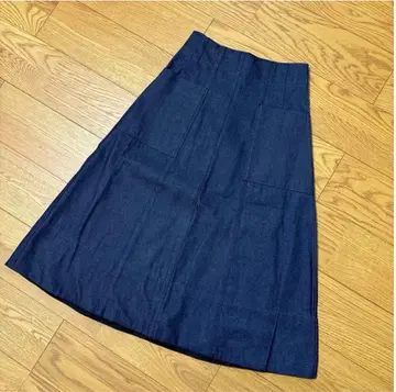 12closet 다크 블루 데님 플레어 스커트