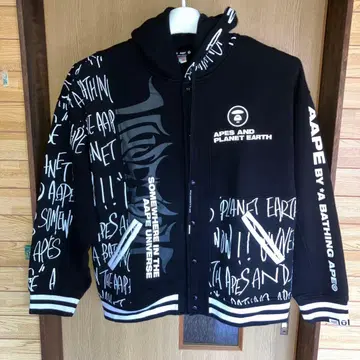 AAPE 그래픽 후드티 블랙