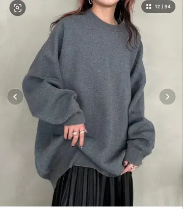 12G W 자카드 볼륨 슬리브 풀오버 / 그레이쉬 블루