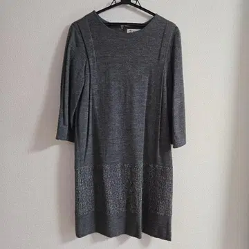 그레이 7부 소매 니트 원피스