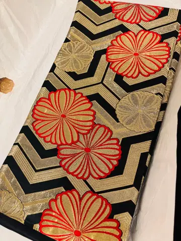 새상품급 후리소데 오비 후쿠로 오비 블랙 순수 실크