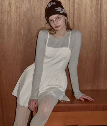 giunon 백 리본 미니 드레스 화이트