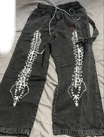 그래픽 와이드 데님 팬츠 스트릿