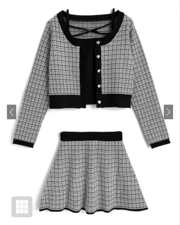 니트 가디건 & 플레어 스커트 셋업