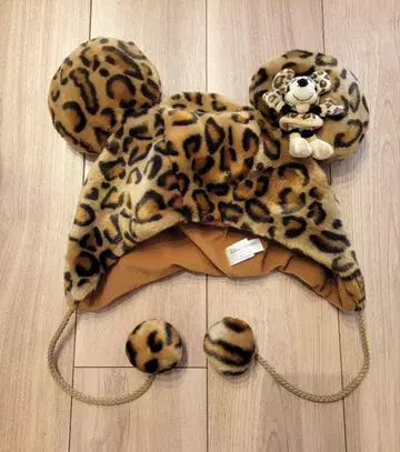 새상품급 팬캡/도쿄 디즈니 리조트/미키 미니/레오파드 무늬 모자