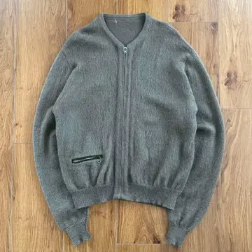 50-60s 모헤어 지퍼 가디건 스웨이드 엘보 패치
