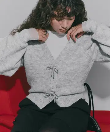 [ 미사용 새상품 ] titivate 리본 모티브 니트 가디건