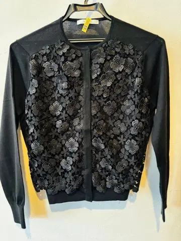 ANAYI 블랙 꽃무늬 자수 가디건 {38}