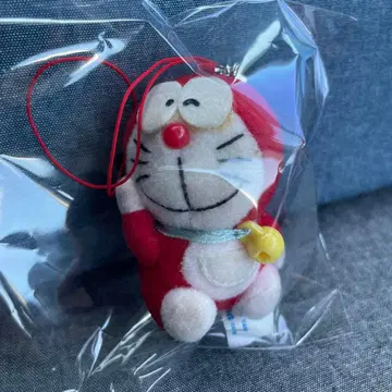 도라에몽 빨간색 미니 도라 봉제 인형 키링 당시 물품 레트로
