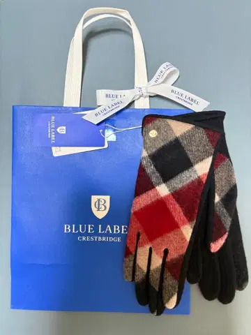 택 포함 새상품 블루 레이블 BLUE LABEL 체크 무늬 장갑