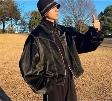 가죽 스티치 자켓