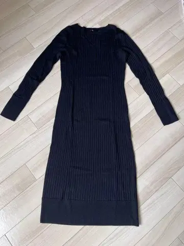 유니클로 리브 블랙 롱 원피스 M