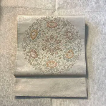 후쿠로 오비 자수 화이트 은색 느낌