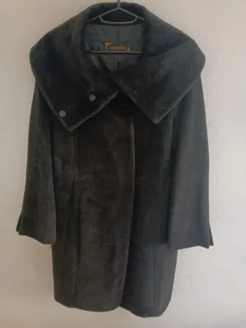 다크 그레이 롱 코트 큰 옷깃